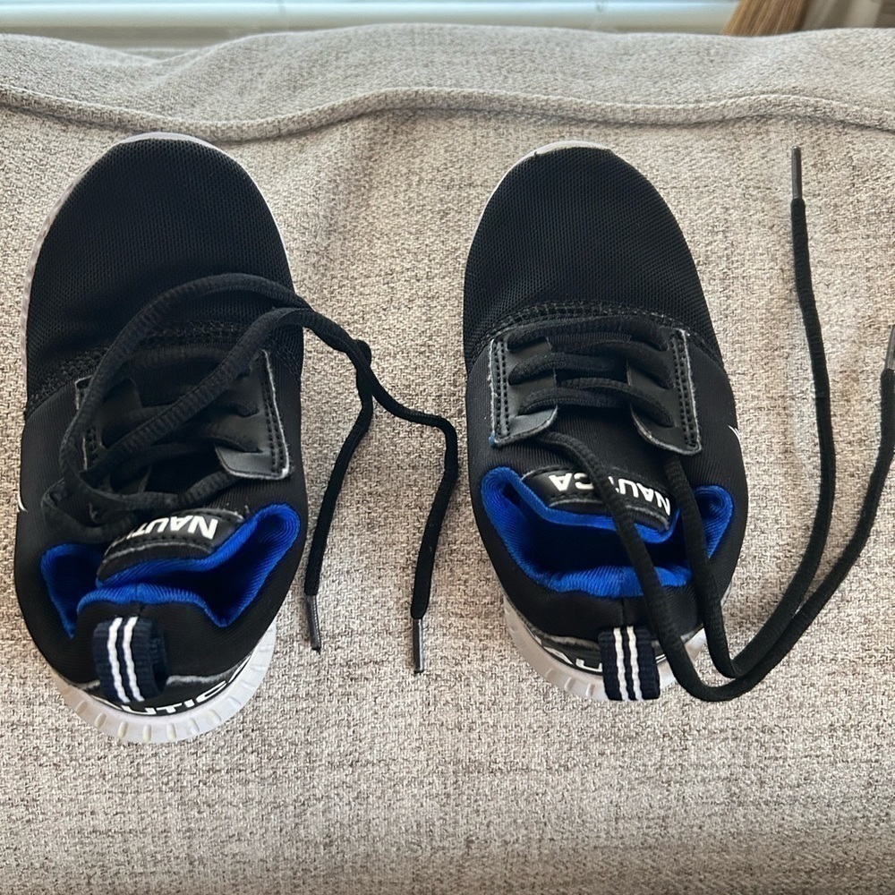 𝅺nautica Toddler Kid Boys Shoes Black Navy Blue Size 7 Slip on